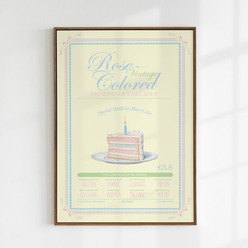 [요로코롬스튜디오] 케이크 포스터 빈티지 디저트 홈카페인테리어 액자 HBD cake