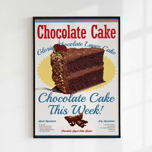 [요로코롬스튜디오] 케이크 포스터 디저트 빈티지감성 홈카페인테리어 액자 Choco Cake