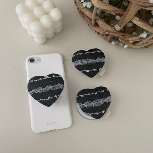 [리체노] 데님 레이스 하트톡 (맥세이프 가능)