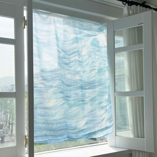 [studio.som] 임프레셔니즘 패브릭포스터 쉬폰 하늘하늘 인테리어 감성 소품 벽꾸미기 윤슬 물결 빛 풍경 레터링 125x90cm storage of moments